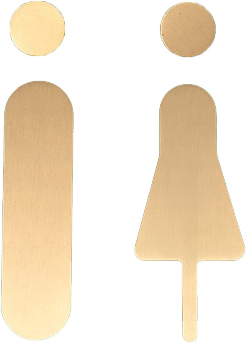 toilet sign, Unisex Toilet Sign The Loo Brass Mens Ladies Bathroom Decor Figurines Set Modern Business Signage Height 18cm(Gold(hollow))