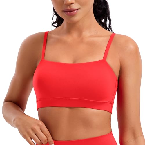 Image of CRZ YOGA Butterluxe Thin Strap Sports Bra | Light Support, Removable Pads, Yoga, Extremely Soft, Square Neck, Adjustable Back, for Women