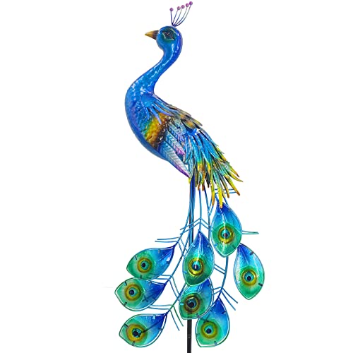 John's Studio Peacock Decorative Garden Stake - Outdoor Metal Pathway Decoration Dual Purpose Indoor Hanging Wall Decor For Garden Patio Yard Lawn Pathway Ornaments - 34.5 Inches #TOP10