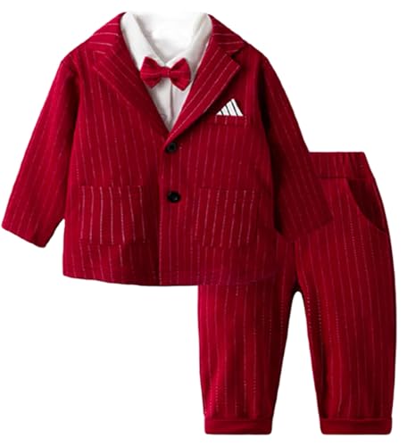 Costume garçon rayure anti-pli pour rester impeccable au dîner veste et pantalon confort
