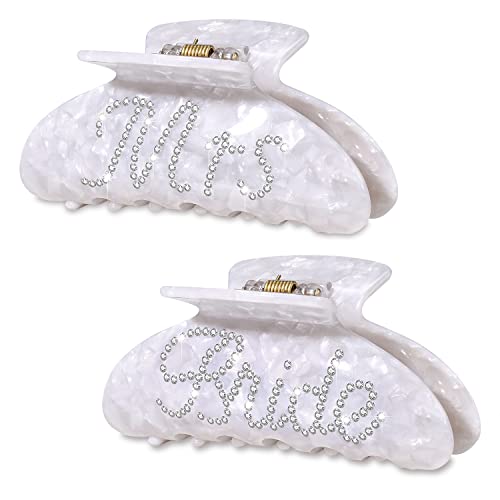 Pack de 2 pinzas para cabello con strass color blanco