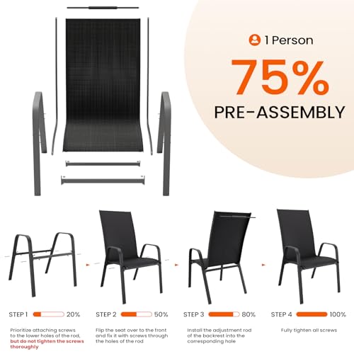 Image of JEAREY Patio Dining Chairs Set of 4, Outdoor Stackable Dining Furniture Set, All Weather Dining Set for Poolside,Lawn, Garden, Backyard, Black