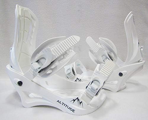 ALTITUDE" Snowboard BINDINGS (White) L/XL (Men 8.5-13 Women 9.5+) Compatible with 4X4, Burton 3D, Burton EST