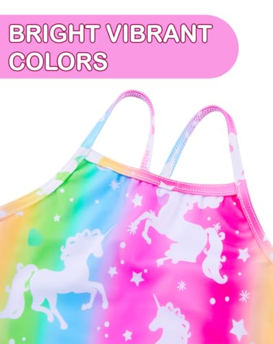 Bathing Suits for Girls 10-12 Years Sleeveless Swimsuits Colorful Unicorn Water Surfing Sports Swimwear3