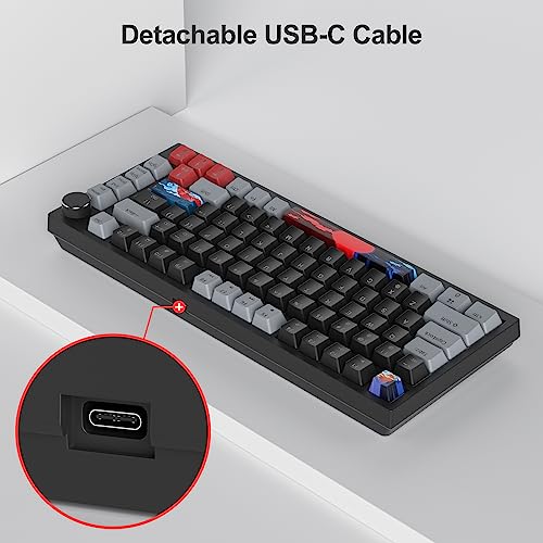Image of Fogruaden Mechanical Gaming Keyboard, 75% Wired 75% Keyboard, Hot Swappable Seal Holder, Red Switch, RGB Backlight, 82 Keys, TKL Mechanical Keyboard, NKRO