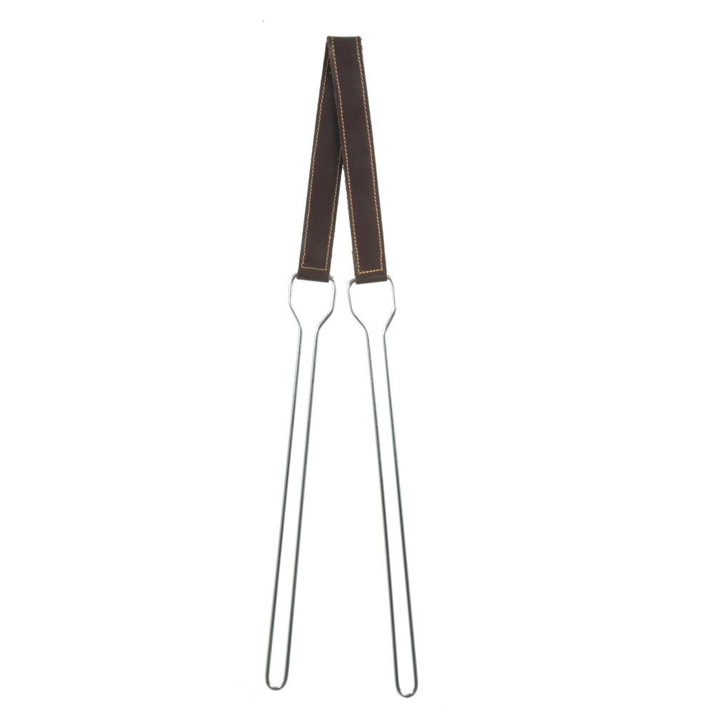 Genérico Portacazas de Piel y Metal Cromado en U Largo. Ideal para Caza (Pato, zorzal, perdiz, codorniz, paloma, tórtola). Largo Metal 35cm. 1 gancho de almacenamiento