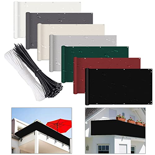 Heavy Duty Privacy Fence Screen 140x800cm, 220 GSM, Perfect for Balcony, Verandah, Porch, Patio, Pool, Backyard Rails - Includes Cable Ties, Black
