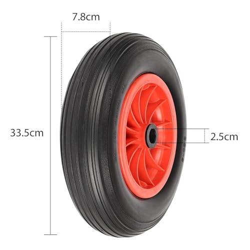 CROWNSHOP 14" Wheelbarrow Wheel PU Puncture Proof Solid 3.50-8 Wheel Solid Tyre Rim Tyre Heavy Duty Replacement Tire for Garden Trolley Barrow Go Cart (Red) 3 CROWNSHOP 14" Wheelbarrow Wheel PU Puncture Proof Solid 3.50-8 Wheel Solid Tyre Rim Tyre Heavy Duty Replacement Tire for Garden Trolley Barrow Go Cart (Red) - Image 3
