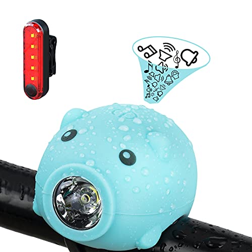 Bright Resounding Waterproof Cute Bike Lights - Bike Lights and Tail Lights with Horn Function, Bicycle Lights Like by 18 Million Kids