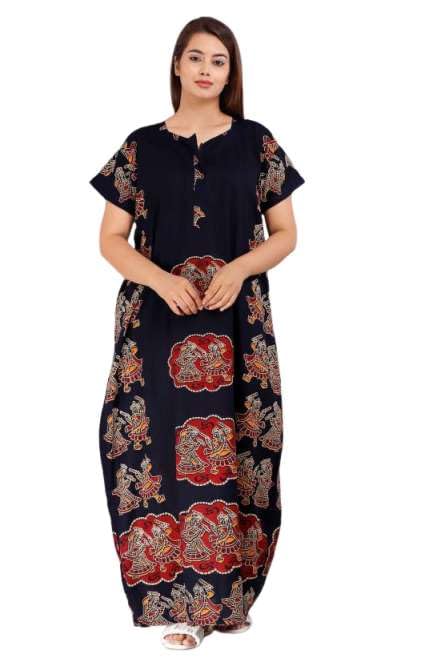 Women Flower Printed Casual Wear Cotton Nighty - Gown-MFNT5013-image-27