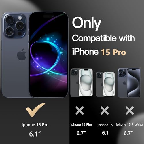 Diverbox for iPhone 15 Pro Case [Shockproof] [Dropproof] [Tempered Glass Screen Protector ],Heavy Duty Protection Phone Case Cover for Apple iPhone 15 Pro 6.1 inch (Black)