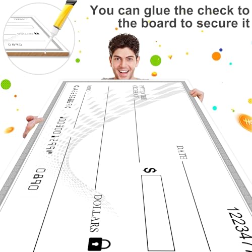 Big Check Large Check - 30" x 16" Reusable Giant Check Big Checks for Presentations for Awards,Giant Fake Check for Endowment Donations, Large Blank Oversized Check Cardboard