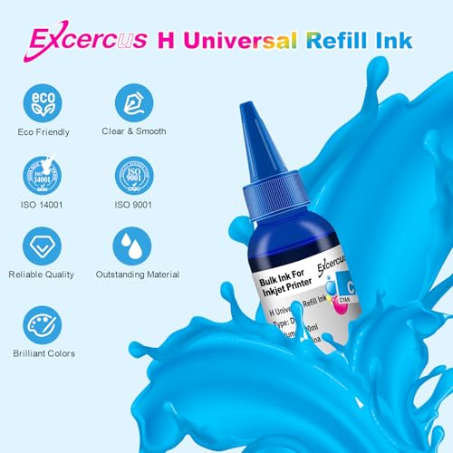 Image of 100ml Ink Bottles Compatible for HP Printer Ink Cartridges HP 67 67XL 60 61 62 63 65 65XL 910 950 951 952 962 932 933Refillable Ink Cartridges CISS System (Black, Cyan, Magenta, Yellow, 5PK)