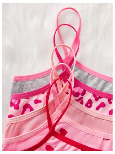 Verdusa Girl's 5 Pack Training Bras Cute Graphic Scoop Neck Spaghetti Strap Wireless Bralettes3