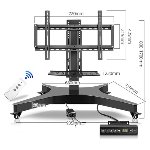 Soporte de Piso Eléctrico para TV con Ruedas y Elevación miniatura 2