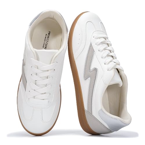 Project Cloud Sneakers for Women - Lace-Up Shoes for Women Trendy Women Sneakers with Memory Foam Insole Women's Fashion Sneakers Non-Slip Womens Shoes (Irita, White, 8)