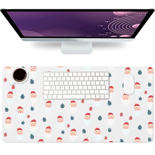 Tapis de souris de Noël en cuir rouge pour bureau festif d'hiver