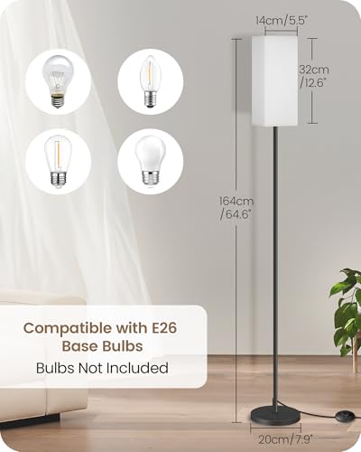 Image of Floor Lamp, Pole Lamp with Foot Switch, Modern Standing Lamp Shade, Minimalist Freestanding Lamp (Bulb Not Included), for Living Room, Bedroom Office ETL Listed, Black and White CW07LD05