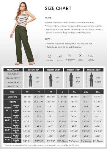 Image of Willit Women Linen Pants Wide Leg Casual Palazzo Pants Beach Summer Lounge Pants Trousers with Pockets 29 inch /31 inch / 33 inch