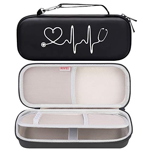 Bovke Stethoscope Hard Case for 3M Classic III, Lightweight II S.E, Cardiology IV, MDF Acoustica Deluxe Stethoscopes - Extra Room fits Nurse Accessories Penlight and EMT Medical Scissors, Black