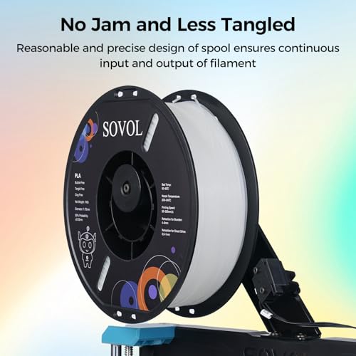 Image of Sovol 3D Printer Glow in The Dark Filament Gradient Multicolor Fast Change PLA 1kg (2.2 lbs) Spool 3D Printing Materials, Dimensional Accuracy + /- 0.03 mm, 1.75 mm, Glow Multicolored