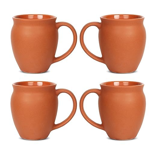 Image of QIMACPLUS Premium Ceremic Coffee Tea Cups Mugs Best Gift for Family Orange Colour (400 ML, Microwave Safe, Dishwasher Safe) (4)