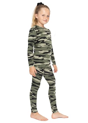 Image of STRETCH IS COMFORT Girls 2 Piece Hoodie Short Sleeve Long Sleeve Crew Neck Top and Leggings Set Kids Thermals Underwear Set