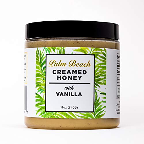 Palm Beach Creamed Honey with Vanilla, Whipped Natural Wildflower Honey, Small-Batch Raw and Unfiltered Pure Honey, Kosher Certified, 12 Ounces