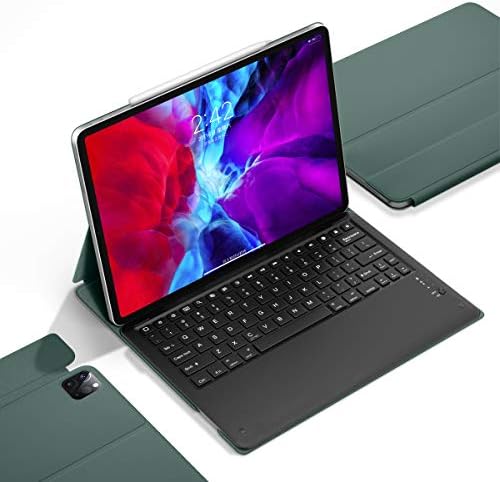 GUDOU iPad Pro 12.9 Keyboard Case 2020,Wireless Detachable iPad Keyboard Case,Auto Sleep/Wake,Support iPad Pencil 2nd Gen Charging. (No Backlight Keyboard, Dark Green)