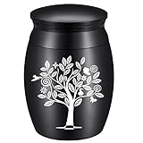 CREATCABIN Urna Mini Árbol Vida Pájaros Corazón Mascotas Cenizas Pequeñ Recuerd Conmemorativ Impermeable Acer Inoxidable Contenedor Cremación Tarr1.18x1.57 Pulgada