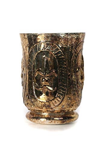 Direct Décor Hurricane/Vase Mercury Glass Burnt Gold Fleur de lis 6