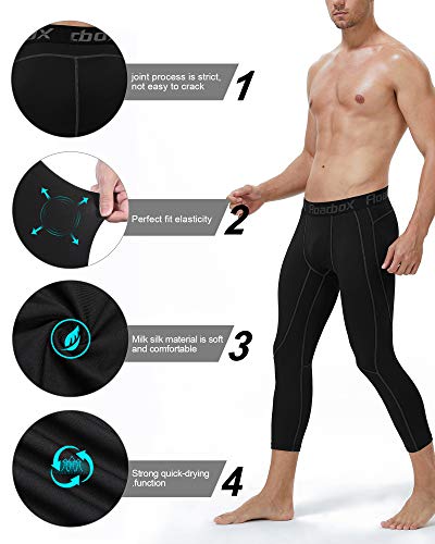 Roadbox Men's Compression Pants 3/4 Baselayer 2Pack Dry Cool Running Workout Athletic Sports Active Tights Leggings #TOP4