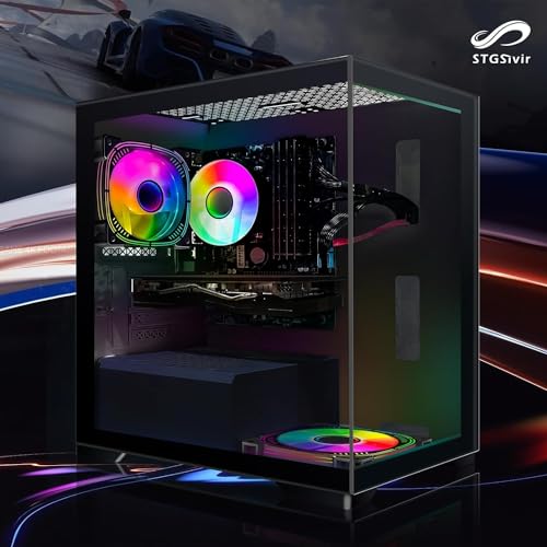 STGsivir Gaming PC, Intel Core i7 bis zu 3.9 GHz, AMD Radeon RX 580 16GB GDDR5, 16GB RAM, 512GB SSD, 600M WLAN, BT 5.0, RGB Lüfter x 2, W10H64, Gamer PC Computer Desktop