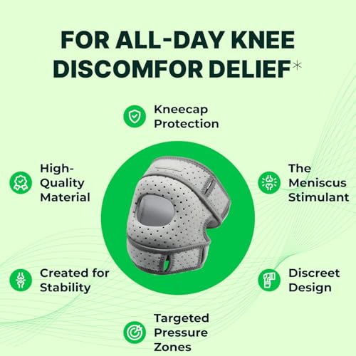 Wellnee Knee Brace with Silicone Padding - Wellknee Compression Sleeve for Men & Women - Joint Support that Massages & Boosts Circulation During Walking, Running & Exercise