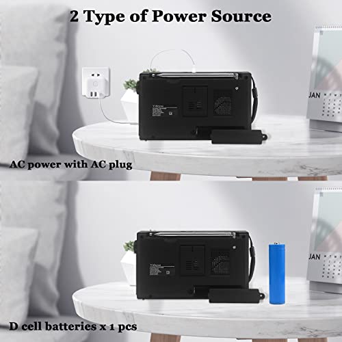 Videyas Shortwave Radios Am Fm Radio Portable Rechargeable Radio Battery Operated Radio Transistor Radio Digital Radio With Best Reception, Ac Battery Powered 3.5Mm Earphone Jack Battery Included #TOP4