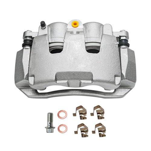 Image of Detroit Axle - Front Brake Kit for 09-10 Dodge Ram 1500 11-18 Ram 1500 | 2019-2023 Ram 1500 Classic Drilled and Slotted Disc Brakes Rotors Brake Calipers Replacement Ceramic Brake Pads