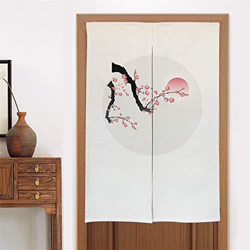 Liveinu Lino Cortinas para Puerta Japonesa Noren Cortina con Barra De Tensión Hecho A Mano Cortina de Entrada Tapiz para Decoración,Dividir La Habitación 80x150cm Style 23 Cover