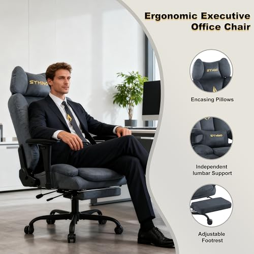 Image of Symino Gaming Chair with Footrest, Up /Down Armrests, Suede Fabric Ergonomic Office Chair, 155 Recline Computer Chair for Desk, Grey