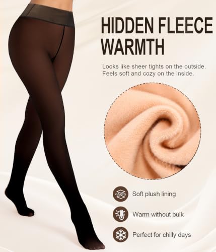 Image of MERYLURE Fleece Lined Tights Women Fake Translucent Warm Pantyhose