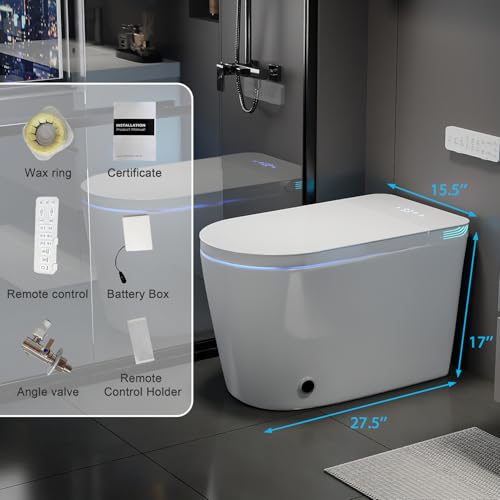 Image of TOTTE Smart Toilet with Bidet Built-in, Auto Open /Close Lid, Auto Power 1000g MaP Flush, 1.28 GPF, One Piece Elongated Toilet with Instant Warm Water & Warm Air Dryer, Built-in Aroma