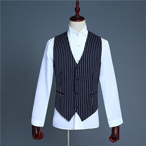 Mens Double Breasted Pinstripe Suit Slim Fit Vintage Classic Tuxedo Elegant Business Wedding Blazer4