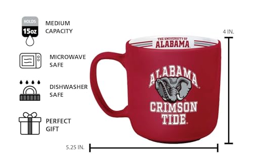 Image of Logo Brands NCAA Alabama Crimson Tide 15oz Stripe Mug - Team Logo, Inside Print, Standard Handle, Microwave & Dishwasher Safe