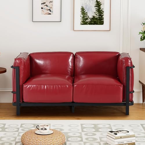 Sillón moderno con tapizado sintético rojo vino miniatura 5