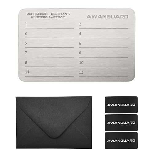 AWANGUARD Crypto Steel Wallet - 1x24 Seed Phrase Roestvrijstalen Platen, Cryptowallet. Opslag voor Herstelzinnen. Cryptovalutawallet, Opslag voor Seedphrases, Compatibel met ALLE Cryptowallets.