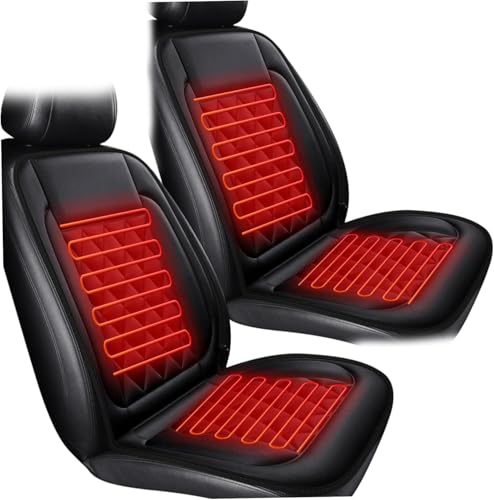 Buybai 2 fundas universales para asiento de coche, cojín universal con calefacción, cómodas fundas de asiento de coche con protector de asiento trasero completo