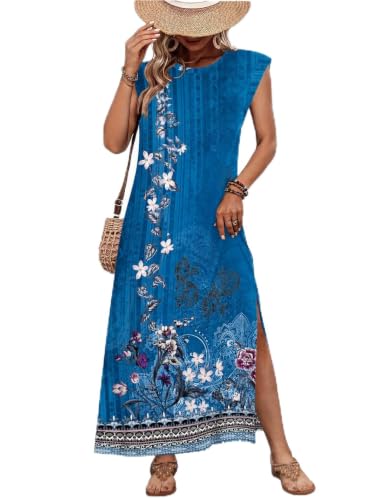 Image of Zeagoo Summer Dresses for Women 2026 Long Maxi Sundresses Loose Split Wrinkle-Free Beach Travel Vacation Clothes