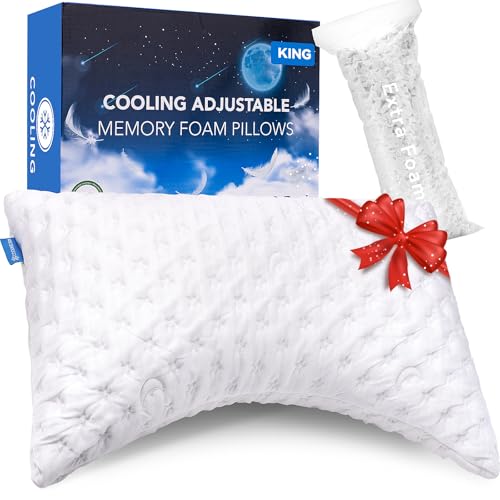 KUCEY Cooling Side Sleeper Pillow, Adjustable King Size