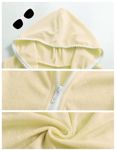 Image of Girls Swim Cover Up Kids Long Sleeve Swimsuit Coverup Terry Beach Pool Clothes with Sunglasses