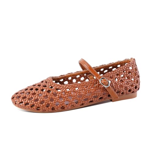 Image of Ballet Flats Mesh Shoes for Women Mary Janes Flats | Wide Feet Options, Woven Mesh Flats, Soft Cushion, Comfortable Ballerina Flats, Casual, Dress Shoes, Daily, Work, Versatile