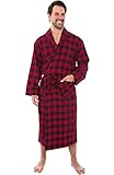 Alexander Del Rossa Men's Lightweight Flannel Robe, Soft Cotton, Medium Red Buffalo Check Plaid (A0707Q42MD)
